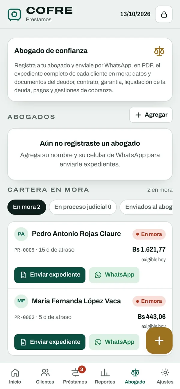 Cartera en mora y abogados