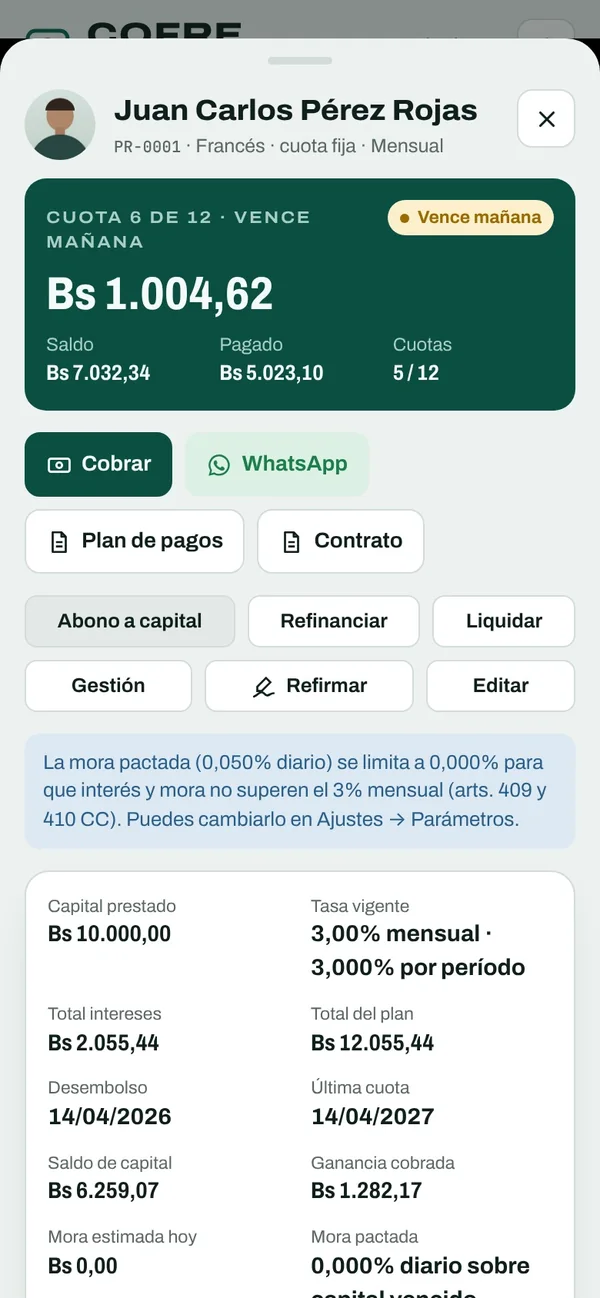 Detalle de un préstamo